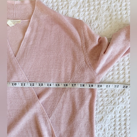 Eileen Fisher Organic Linen Open Front Cardigan Waterfall Style Pink Small - Picture 9 of 12